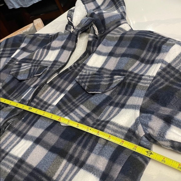 Mens Padded Hooded Sherpa Fur Lined Lumberjack Flannel Work Jacket Warm Thick - Picture 6 of 8